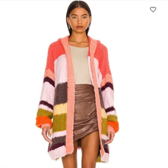 Free People Pink and Orange Fuzzy Cardigan Sweater - Picture 5 of 5